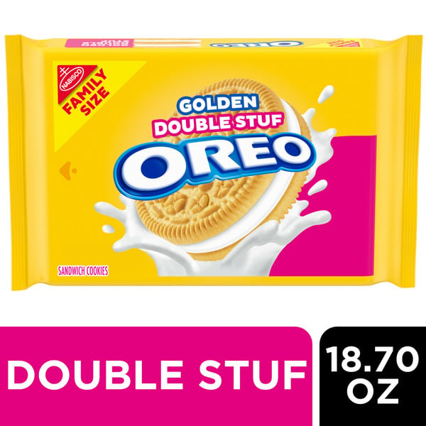 Oreo Double Stuf Golden Sandwich Cookies, Family Size hero