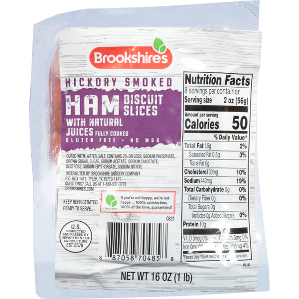 Lunch Meat Brookshire's Ham with Natural Juices, Hickory Smoked, Biscuit Slices hero