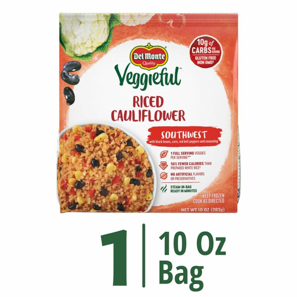 Fruit & Vegetable Snacks Del Monte Veggieful Riced Cauliflower Southwest, Bag hero