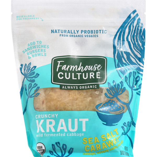 Canned & Jarred Vegetables Farmhouse Culture Gut Shot Kraut, Crunchy, Sea Salt Caraway hero