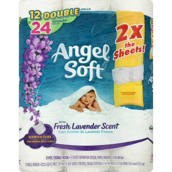 Paper Goods Angel Soft Bathroom Tissue, with Fresh Lavender Scent, Double Rolls, 2-Ply hero