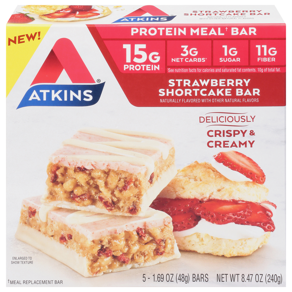 Protein & Meal Replacements Atkins Protein Meal Bar, Crispy & Creamy, Strawberry Shortcake hero