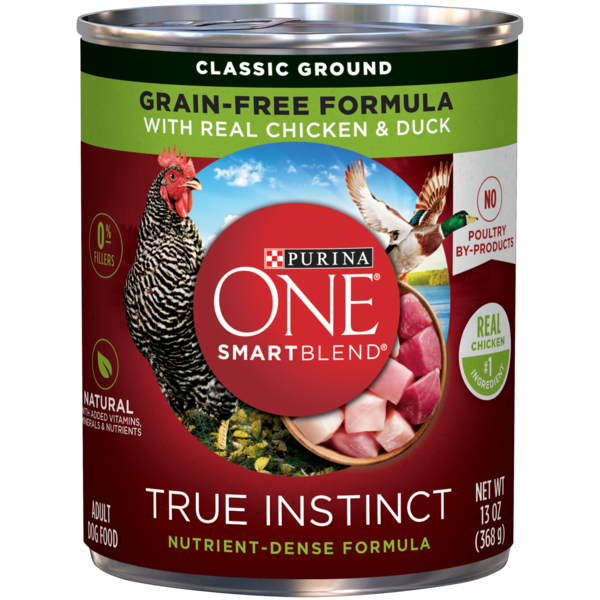 Dog Food & Care Purina ONE Grain Free, Natural Pate Wet Dog Food, SmartBlend True Instinct With Real Chicken & Duck hero