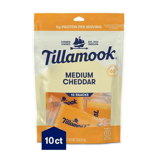 Packaged Cheese Tillamook Medium Cheddar Snack Portions hero