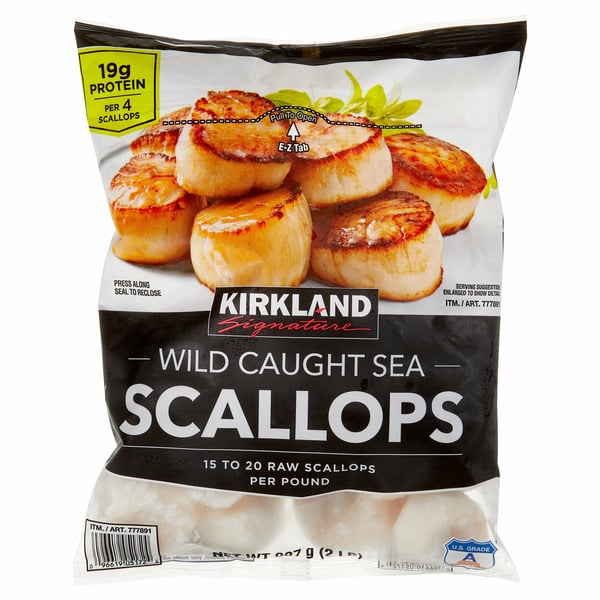 Frozen Meat & Seafood Kirkland Signature Raw Sea Scallops, 2 lb hero