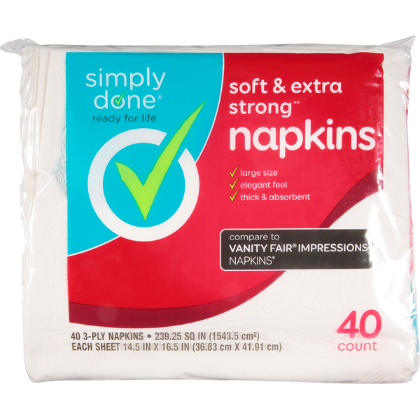 Paper Goods Simply Done Napkins, Soft & Extra Strong, 3-Ply hero