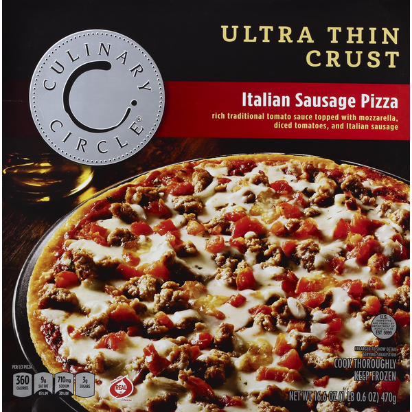 Frozen Pizza Culinary Circle Ultra Thin Crust Italian Sausage Pizza hero