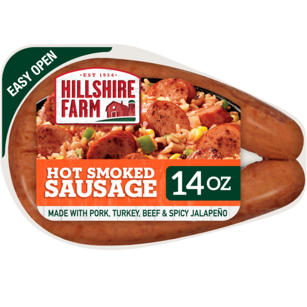 Hot Dogs & Sausage Hillshire Farm Hot Smoked Sausage, 14 ounce hero