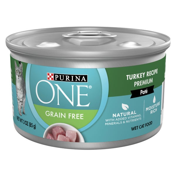 Wet Cat Food Purina ONE Natural, High Protein, Grain Free Wet Cat Food Pate, Turkey Recipe hero