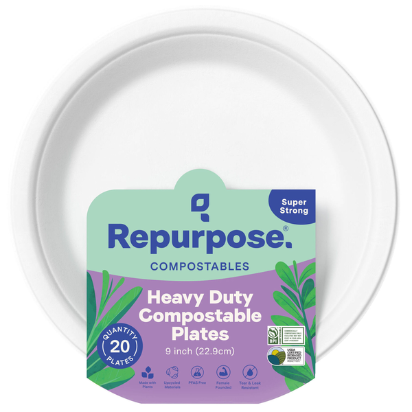 Plates, Bowls, Cups & Flatware Repurpose Compostable 9" Everyday Plates, 20 CT hero