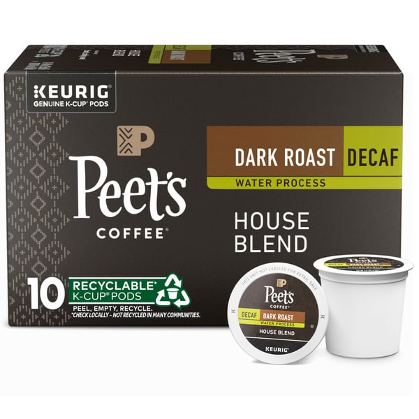 Coffee Peet's Coffee Decaf House Blend, Dark Roast K-Cup Pods hero