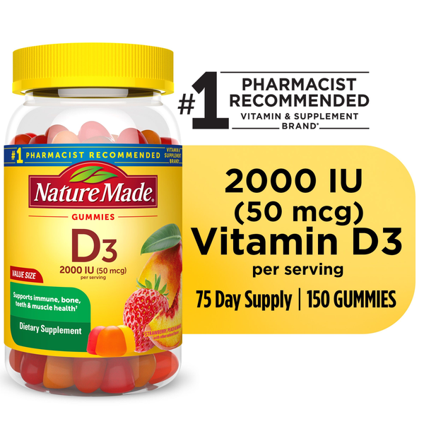 Vitamins & Supplements Nature Made Vitamin D3 2000 IU (50 mcg) per serving Gummies hero