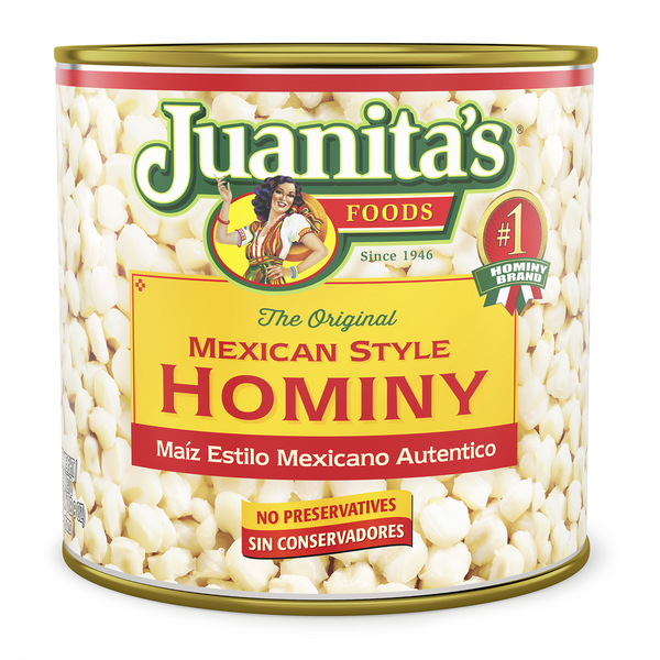 Mexican/Hispanic/Latino Foods Juanita's Foods Hominy, Mexican Style hero