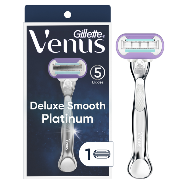 Shave Needs Gillette Venus Deluxe Smooth Platinum Women's Razor Handle + 1 Blade Refill hero