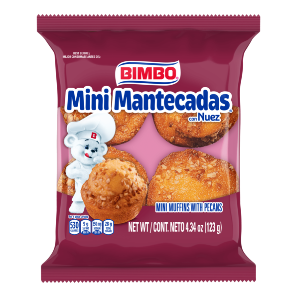 Breakfast Bakery Bimbo  4  count, Pecan Muffin - Mini Muffins hero