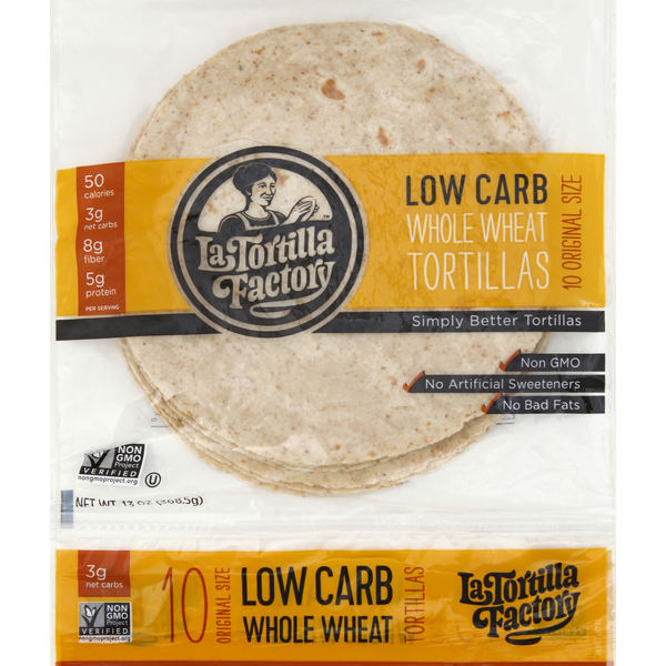 Tortillas & Flat Bread La Tortilla Factory Tortillas, Low Carb, Whole Wheat, Original Size hero