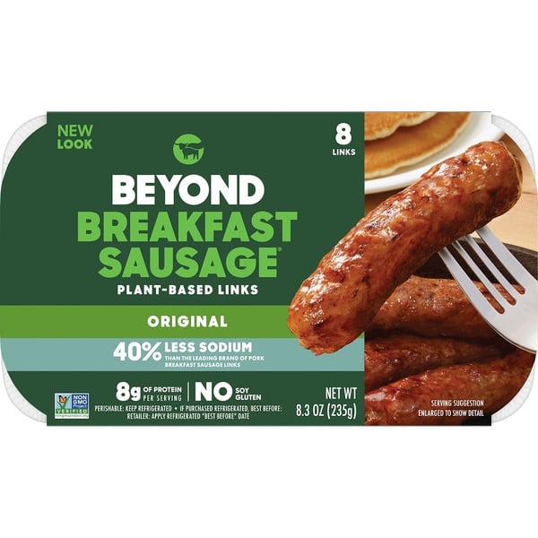 Frozen Vegan & Vegetarian Beyond Meat Beyond Breakfast Sausage, Plant-Based Breakfast Links hero