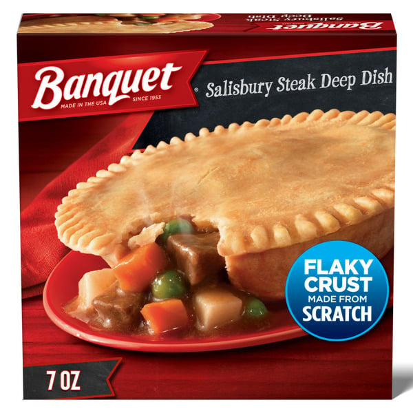 Frozen Meals Banquet Salisbury Steak Deep Dish Pot Pie, Frozen Meal hero