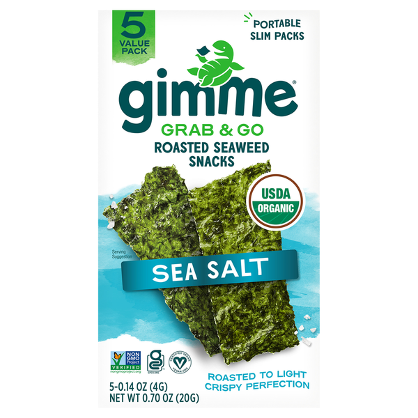 gimMe Seaweed Snacks, Roasted, Sea Salt, 5 Value Pack hero