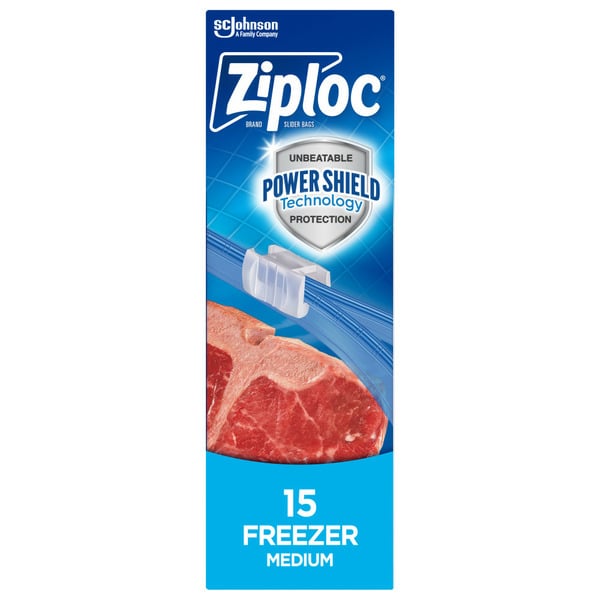 Trash Bags & Liners Ziploc Freezer Slider Bags Medium, with Power Seal Technology hero