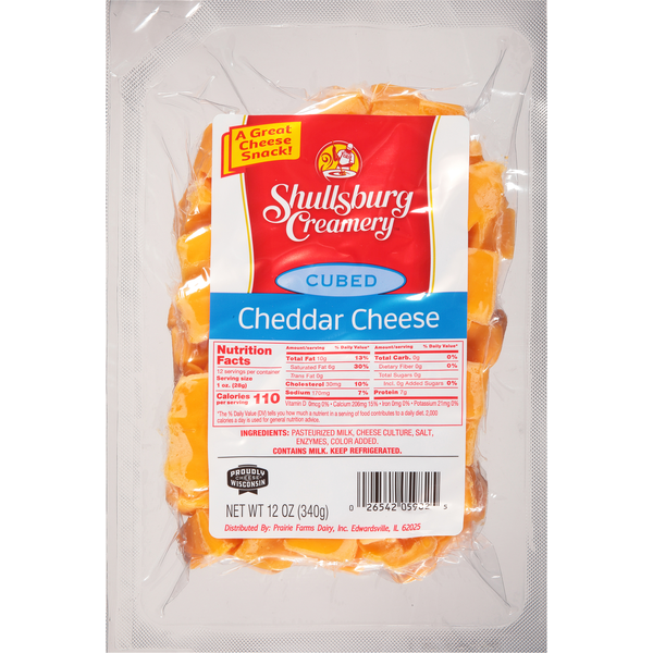 Specialty Packaged Deli Cheeses Shullsburg Creamery Cheese, Cheddar, Cubed hero