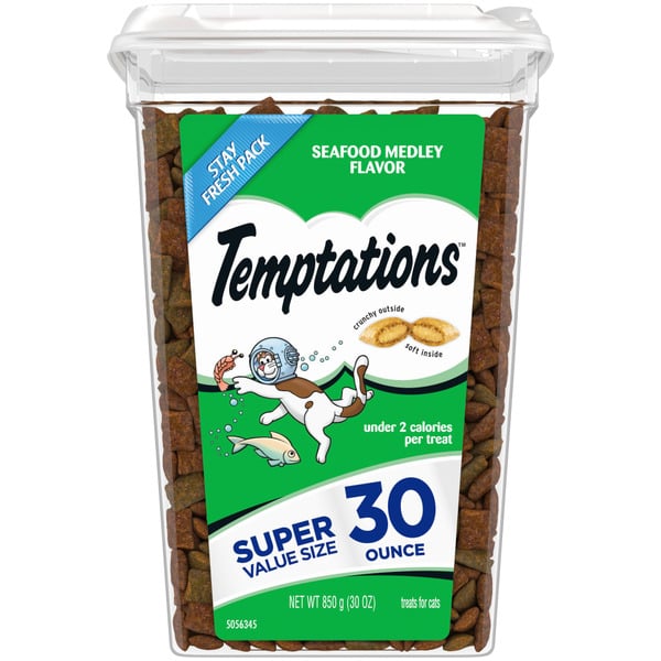 Cat Food & Care TEMPTATIONS Classic Crunchy and Soft Cat Treats Seafood Medley Flavor hero