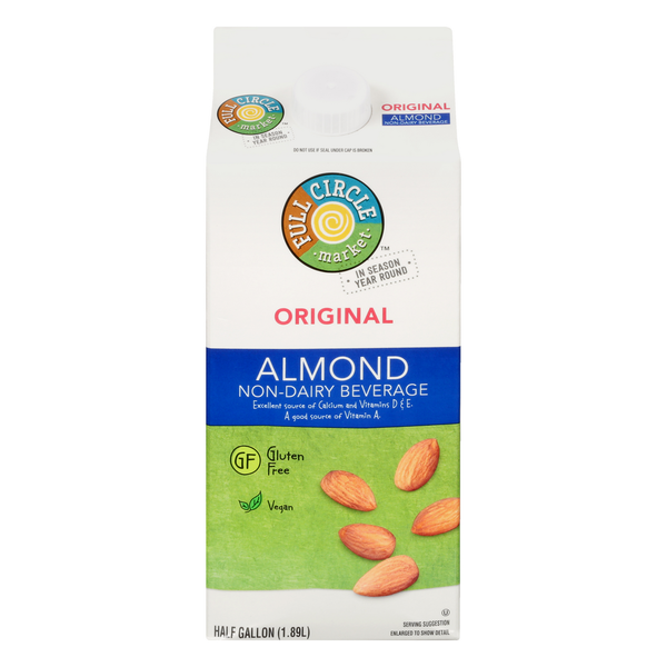 Soy & Lactose-Free Full Circle Almond Beverage, Non-Dairy, Original hero