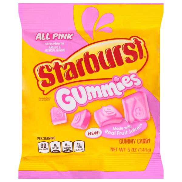 Candy & Chocolate STARBURST Gummy Candy, Strawberry, All Pink hero