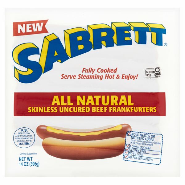 Hot Dogs, Bacon & Sausage Sabrett All Natural Skinless Uncured Beef Frankfurters hero