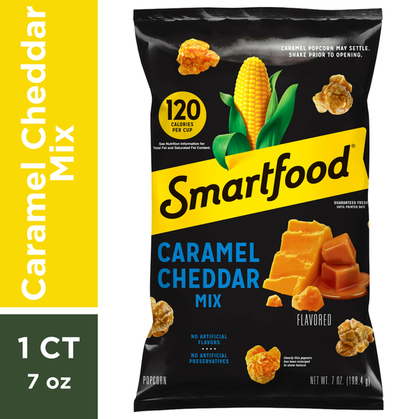 Chips & Pretzels Smartfood Popcorn, Caramel Cheddar Mix hero