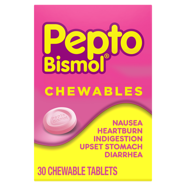 Digestion Pepto-Bismol Chewable Tablets for Upset Stomach & Diarrhea Relief hero