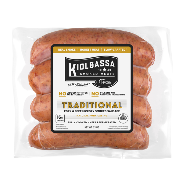 Hot Dogs, Bacon & Sausage Kiolbassa Provision Co Traditional Hickory Smoked Sausage hero