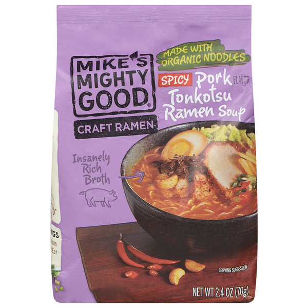 Instant Foods Mike's Mighty Good Ramen Soup, Pork Tonkotsu Flavor, Spicy hero