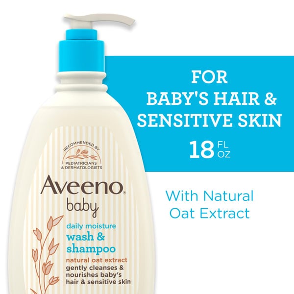 Baby Bath & Body Care Aveeno Daily Moisture Body Wash & Shampoo, Oat Extract hero