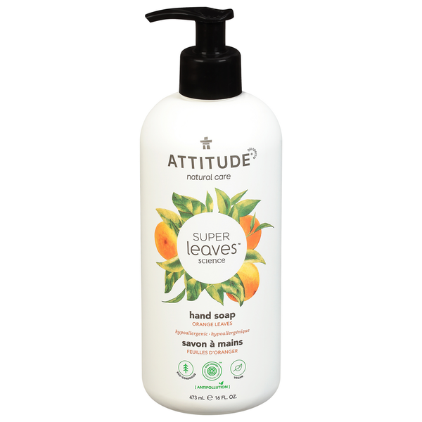 Body Lotions & Soap ATTITUDE Hand Soap, Orange Leaves, Natureal Care, Super Leaves Science hero