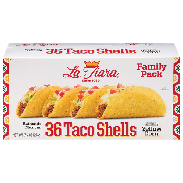 Tortillas & Flat Bread La Tiara Taco Shells, Yellow Corn, Family Pack hero