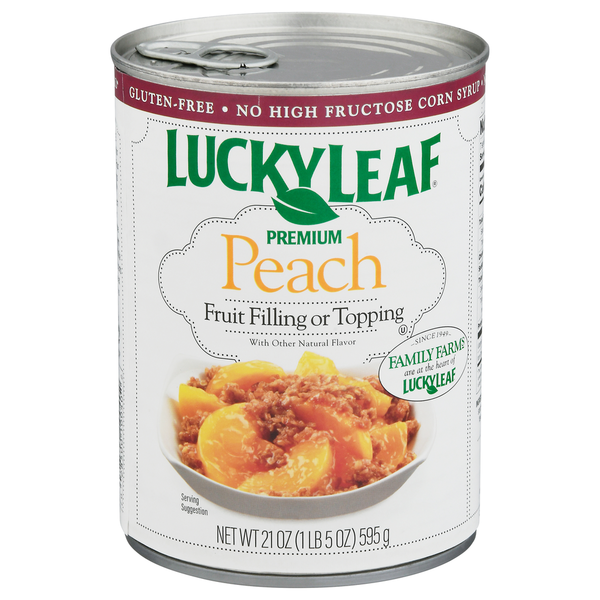 Canned Fruit & Applesauce Lucky Leaf Fruit Filling or Topping, Premium, Peach hero