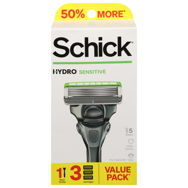 Shave Needs Schick Razor, Hydro, Sensitive, Value Pack hero