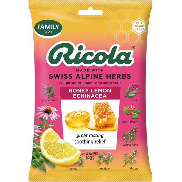 Cold, Flu & Allergy Ricola Honey Lemon with Echinacea Cough Drops hero