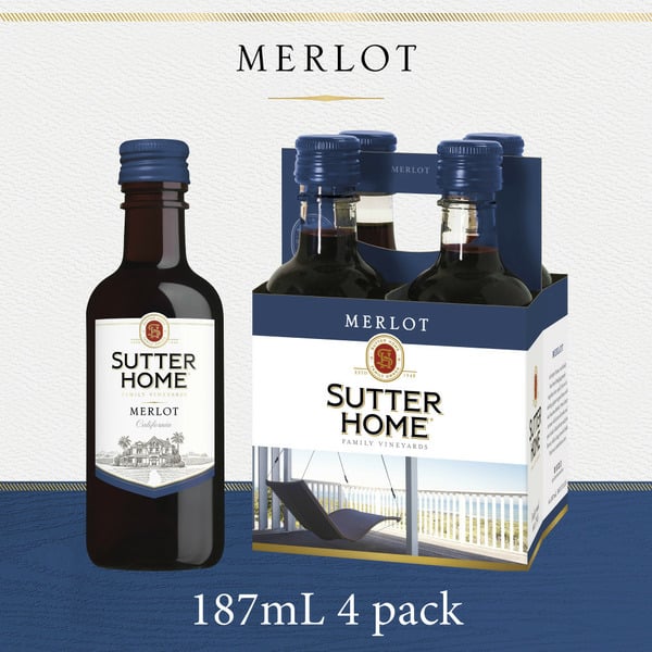 4 Pack 187 ML Sutter Home Merlot Red Wine hero