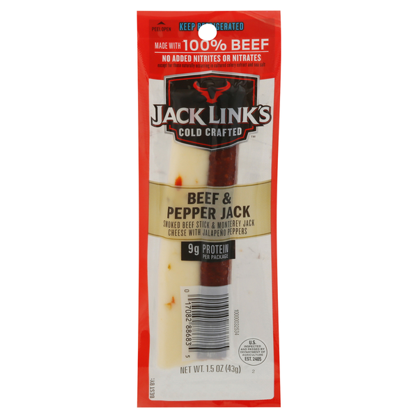 Specialty Cheeses Jack Link's Meat Sticks, Beef & Pepper Jack hero