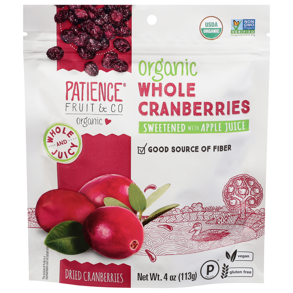 Nuts, Seeds & Dried Fruit Patience Fruit & Co Dried Cranberries, Organic, Whole hero