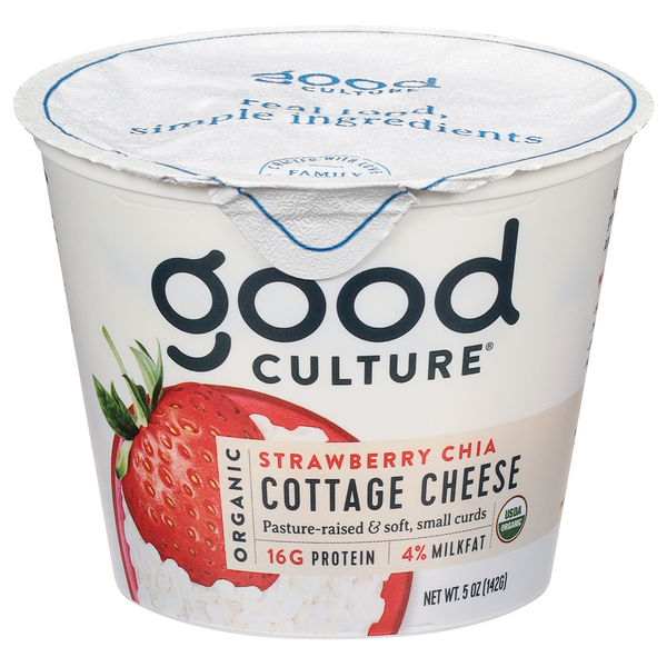 Other Creams & Cheeses good culture Cottage Cheese, Organic, 4% Milkfat, Strawberry Chia hero