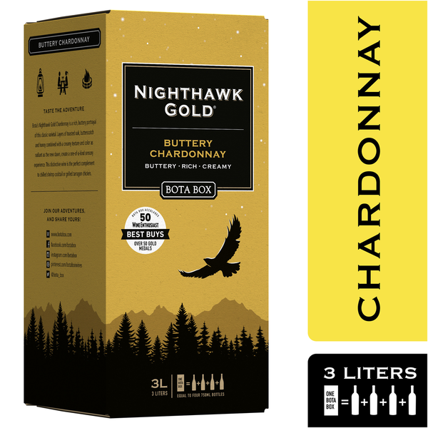 Red Wines Bota Box Nighthawk Gold Buttery Chardonnay White Wine hero