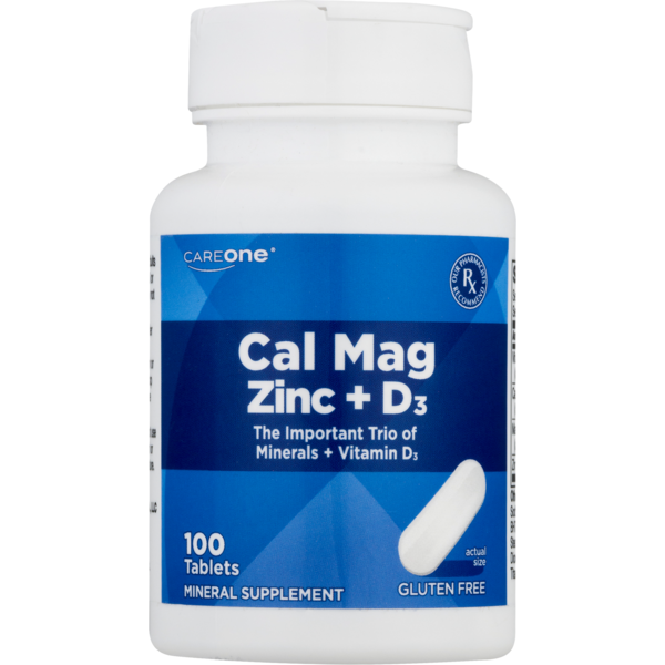 Vitamins & Supplements CareOne Cal Mag Zinc + D3, Tablets, Jar hero