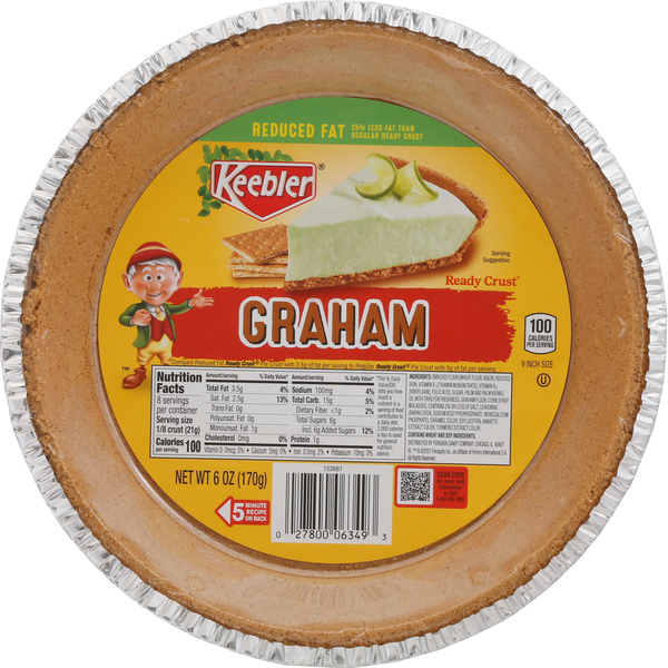 Baking Ingredients Keebler Pie Crust, Reduced Fat, Graham, 9 Inch hero