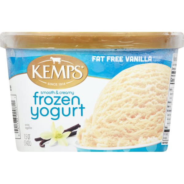 Ice Cream & Ice Kemps Frozen Yogurt, Fat Free, Vanilla, Smooth & Creamy hero