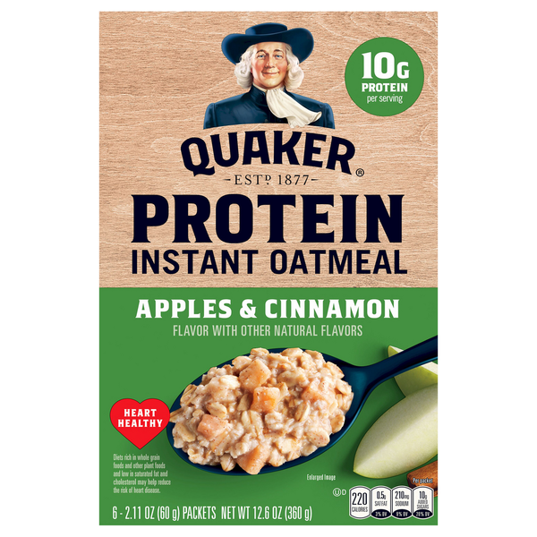 Hot Cereal & Pancake Mixes Quaker Instant Oatmeal, Protein, Apples & Cinnamon - Pack hero