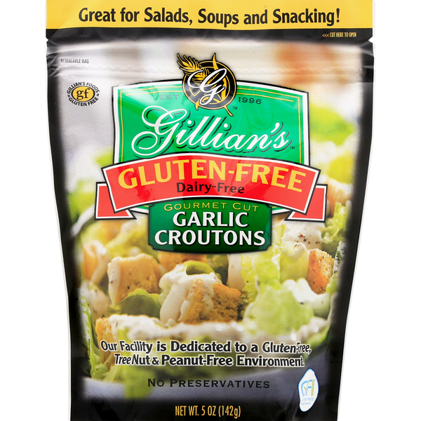 Salad Dressing & Toppings Gillians Croutons, Garlic, Gourmet Cut hero