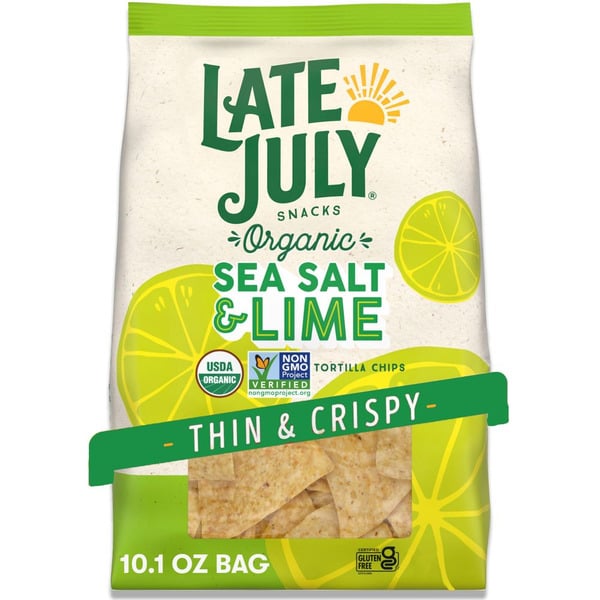 Chips & Pretzels Late July Multigrain Thin and Crispy Organic Tortilla Chips with Sea Salt and Lime hero